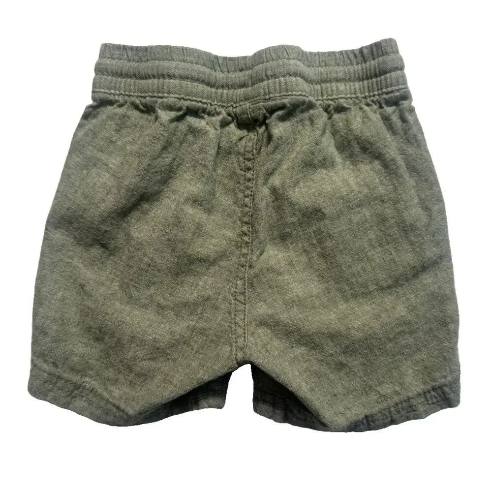 Old Navy Baby Boys Olive Green Pull On Shorts 18-24M Drawstring Cotton